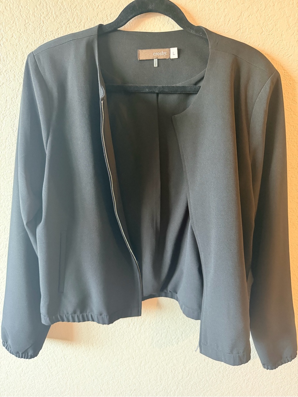 crosby. Black Women's Collarless Blazer Jacket